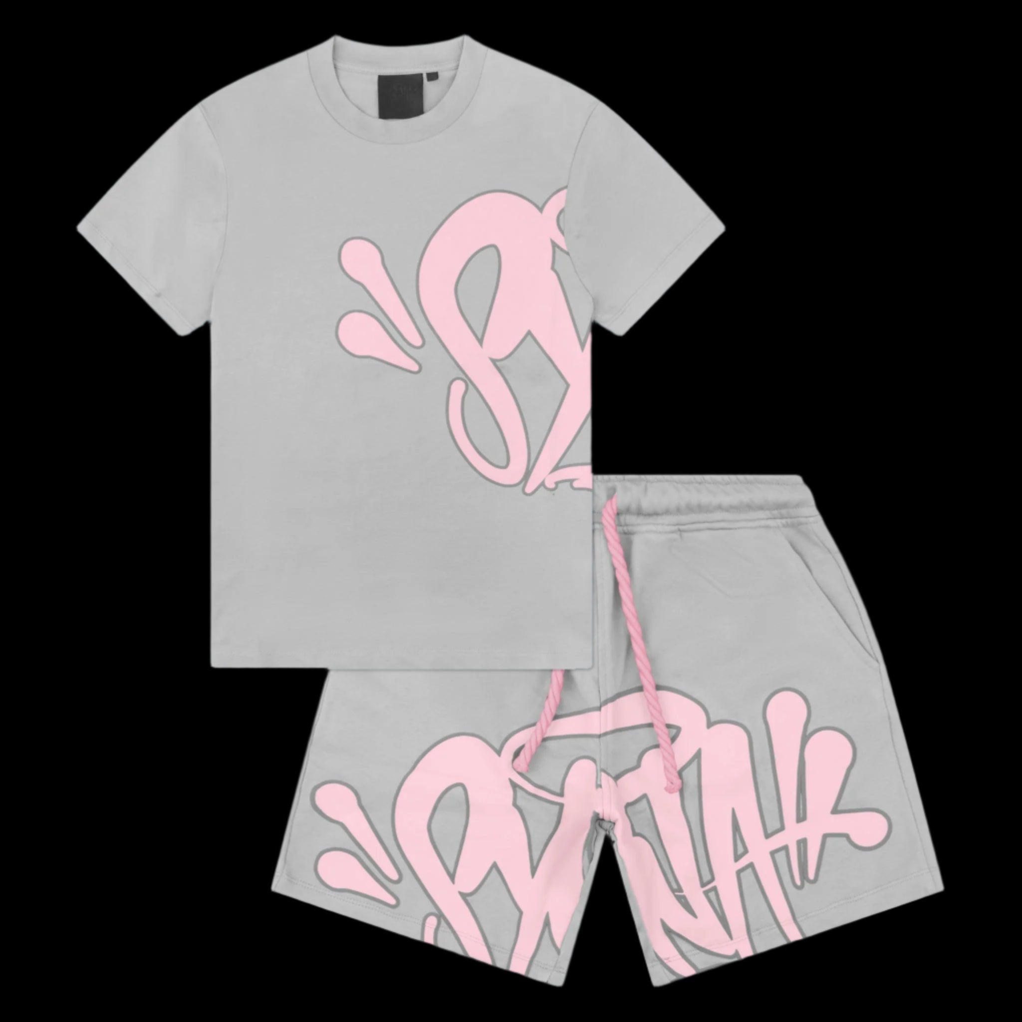 Syna World Short Set Grey & Pink DripHaus