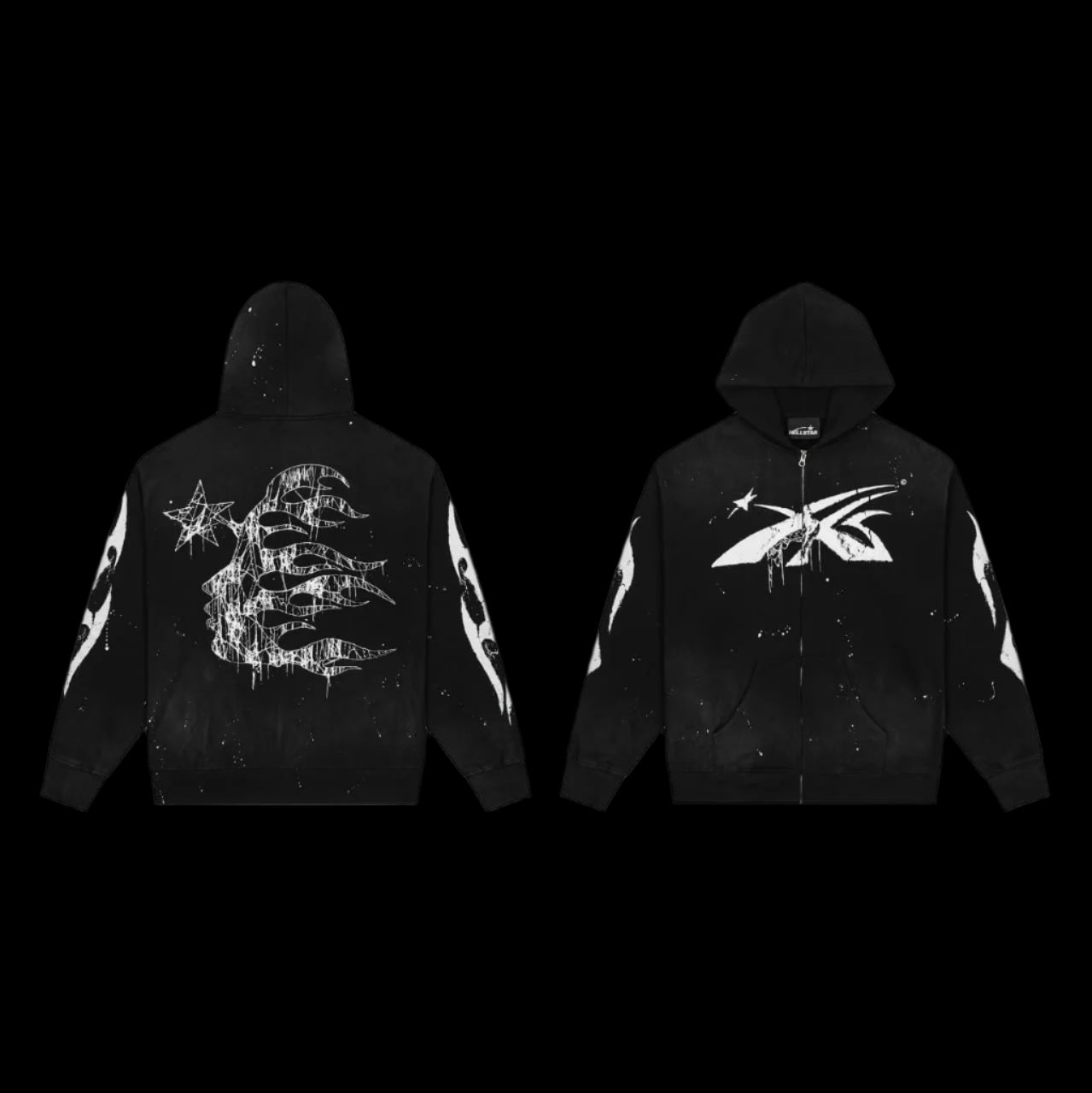 Hellstar Zip Up Hoodie Black DripHaus