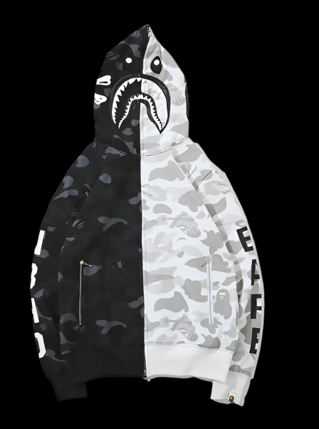 Bape Monochrome  Predator Zip Up Hoodie DripHaus